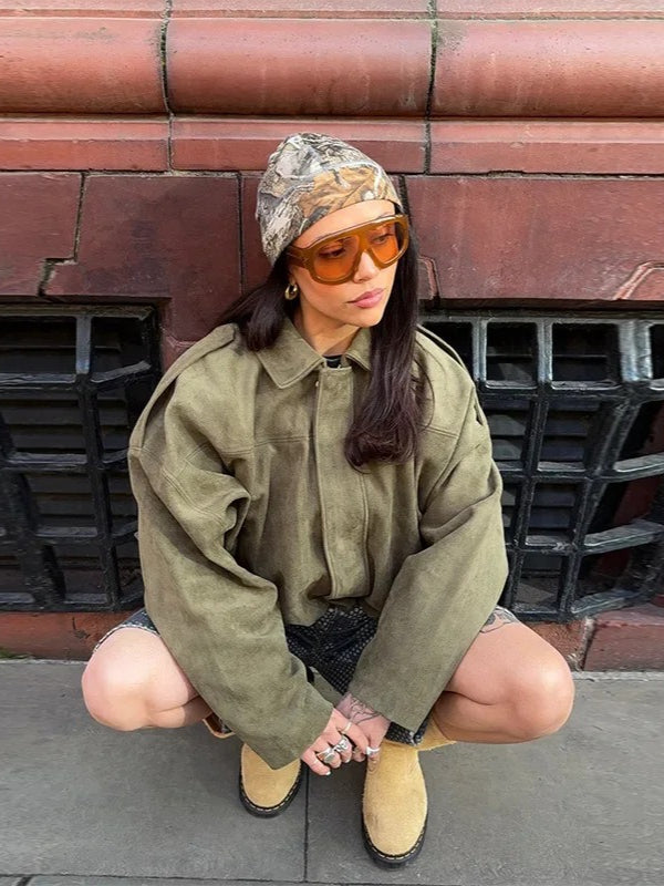 Carina | Suede Edge Bomber Jacket Series