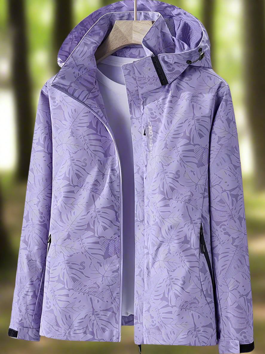 Liora – Waterproof Leaf-Print Windbreaker