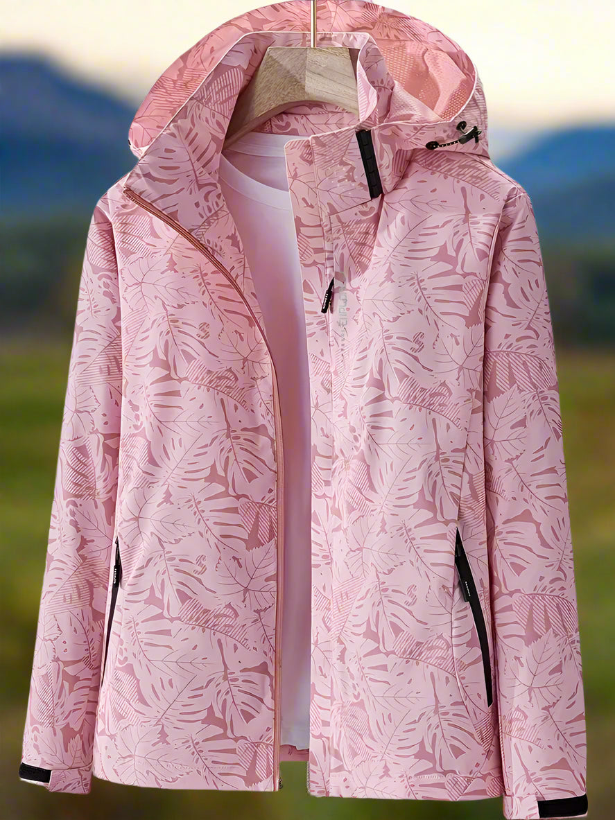 Liora – Waterproof Leaf-Print Windbreaker