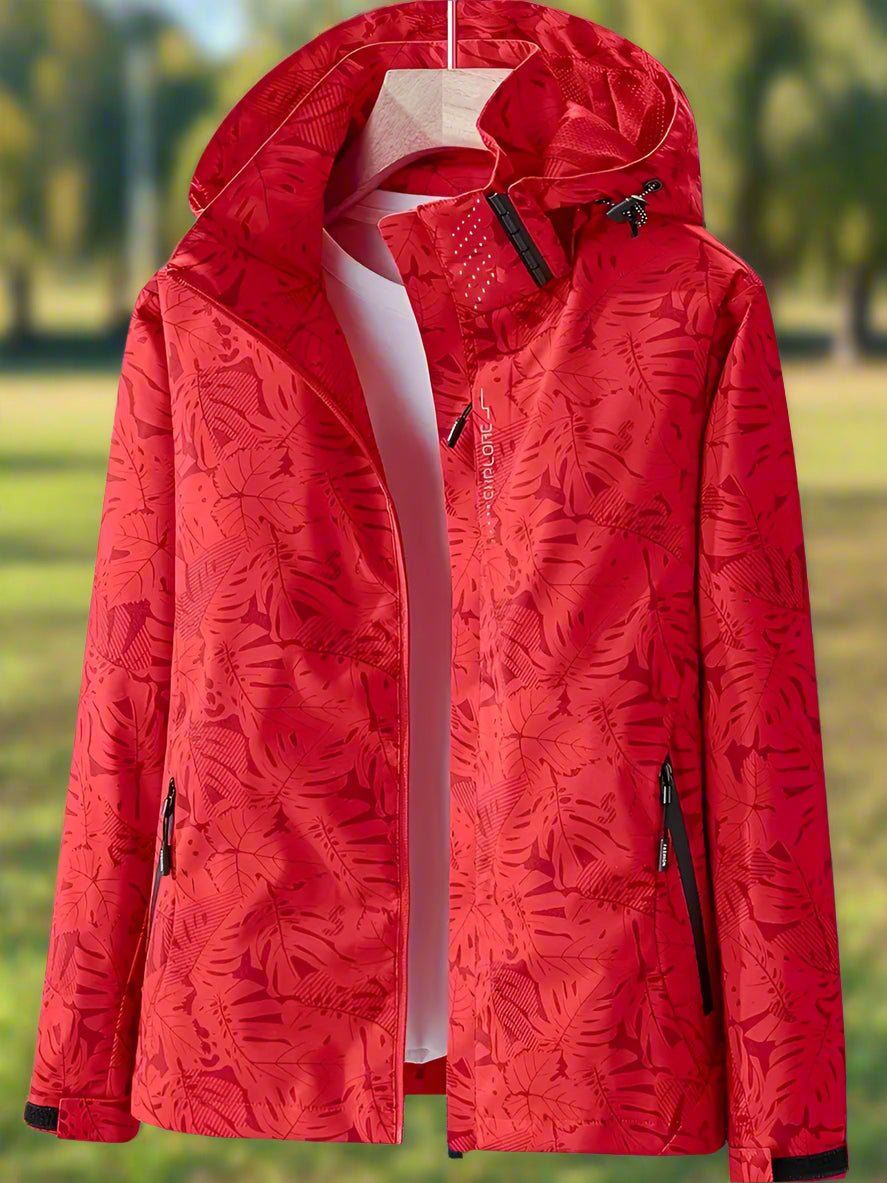 Liora – Waterproof Leaf-Print Windbreaker