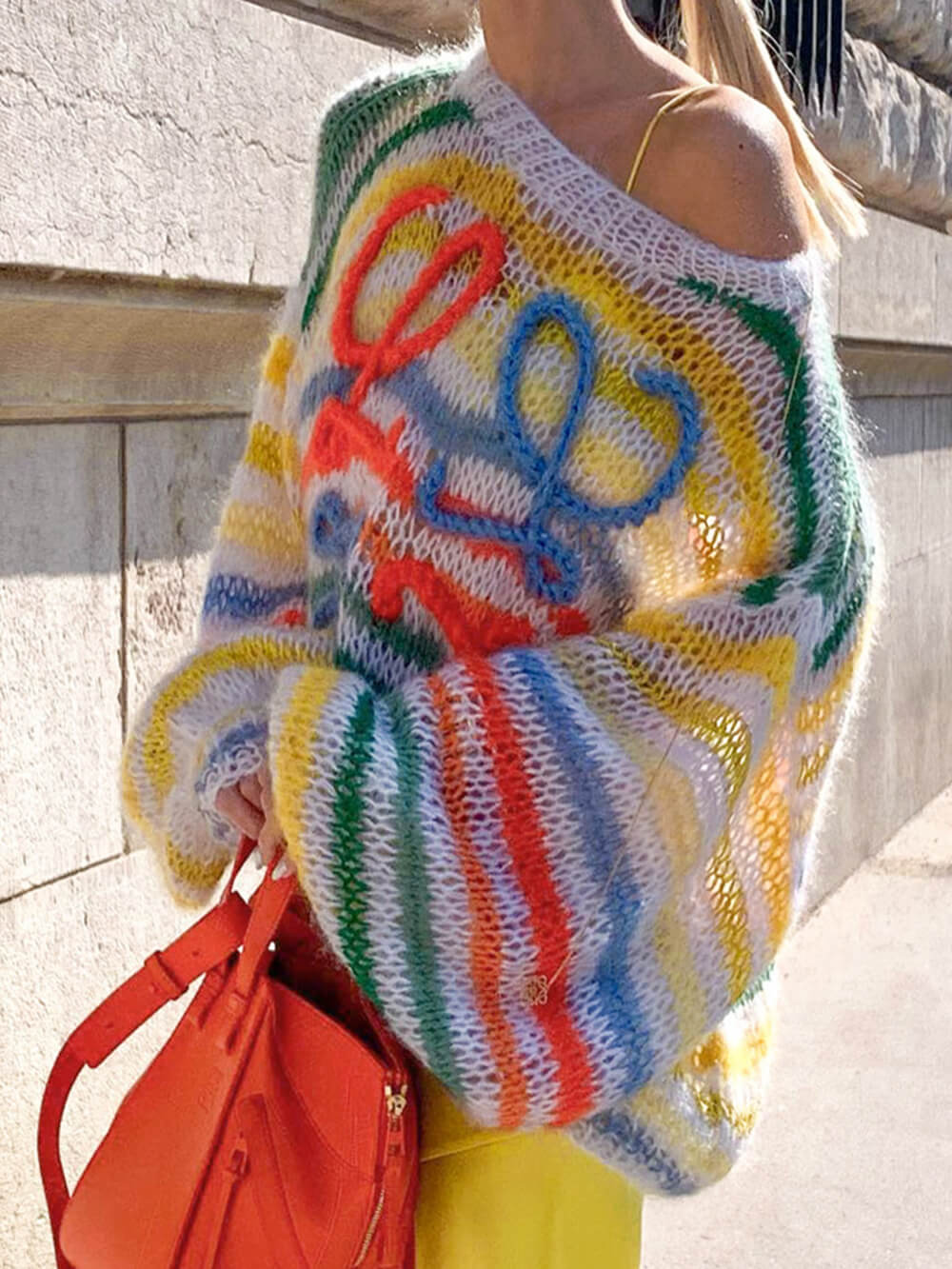 Veronique - Rainbow Contrast Striped Sweater
