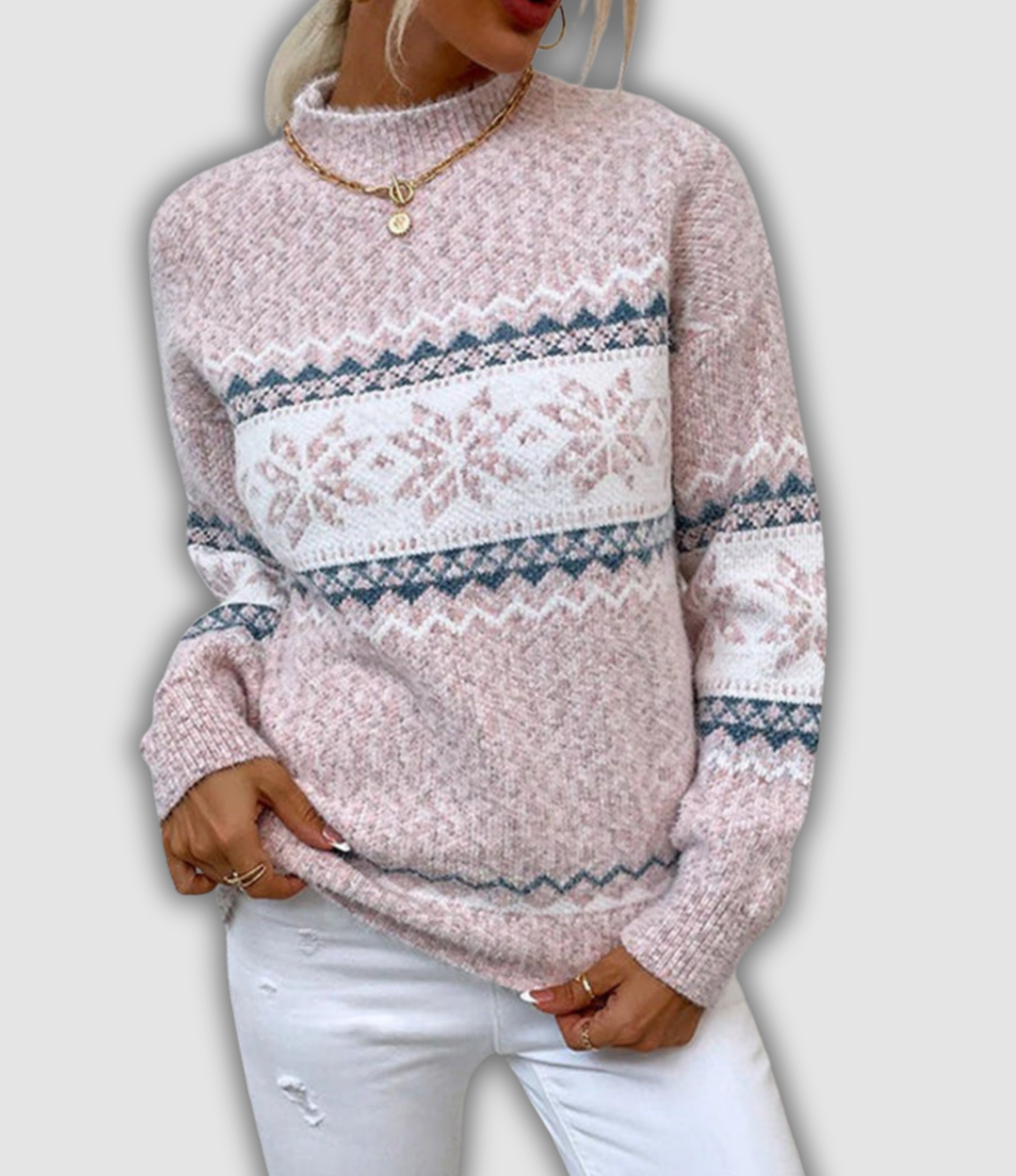 Isla - Arctic Blue Snowflake Knit for Winter Warmth