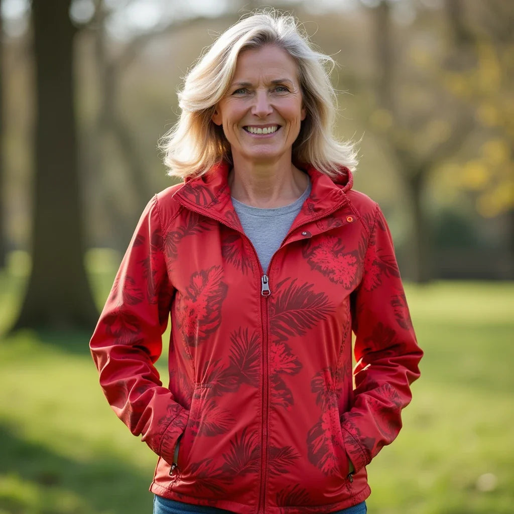 Liora – Waterproof Leaf-Print Windbreaker