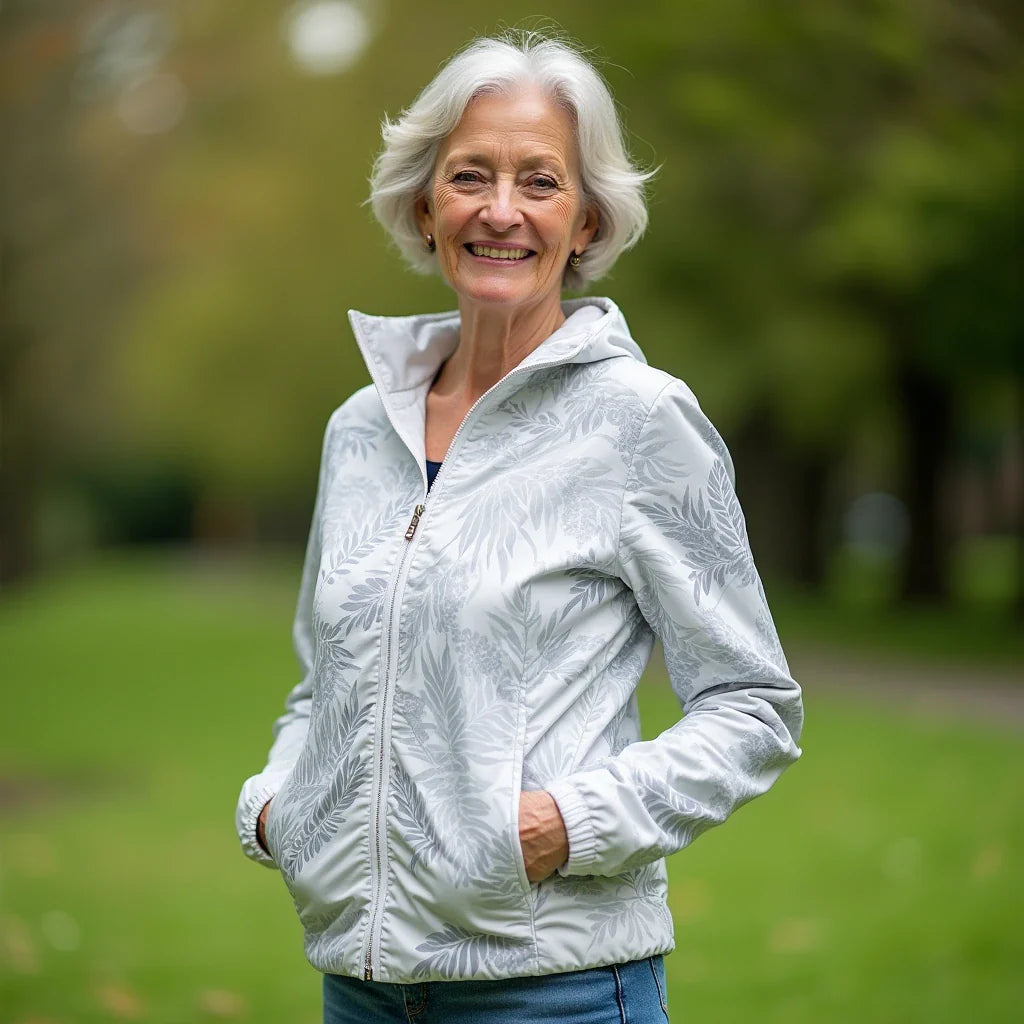 Liora – Waterproof Leaf-Print Windbreaker