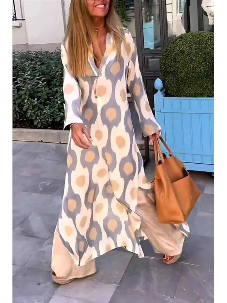 Eleanor - Casual Long Sleeve Maxi Boho Dress