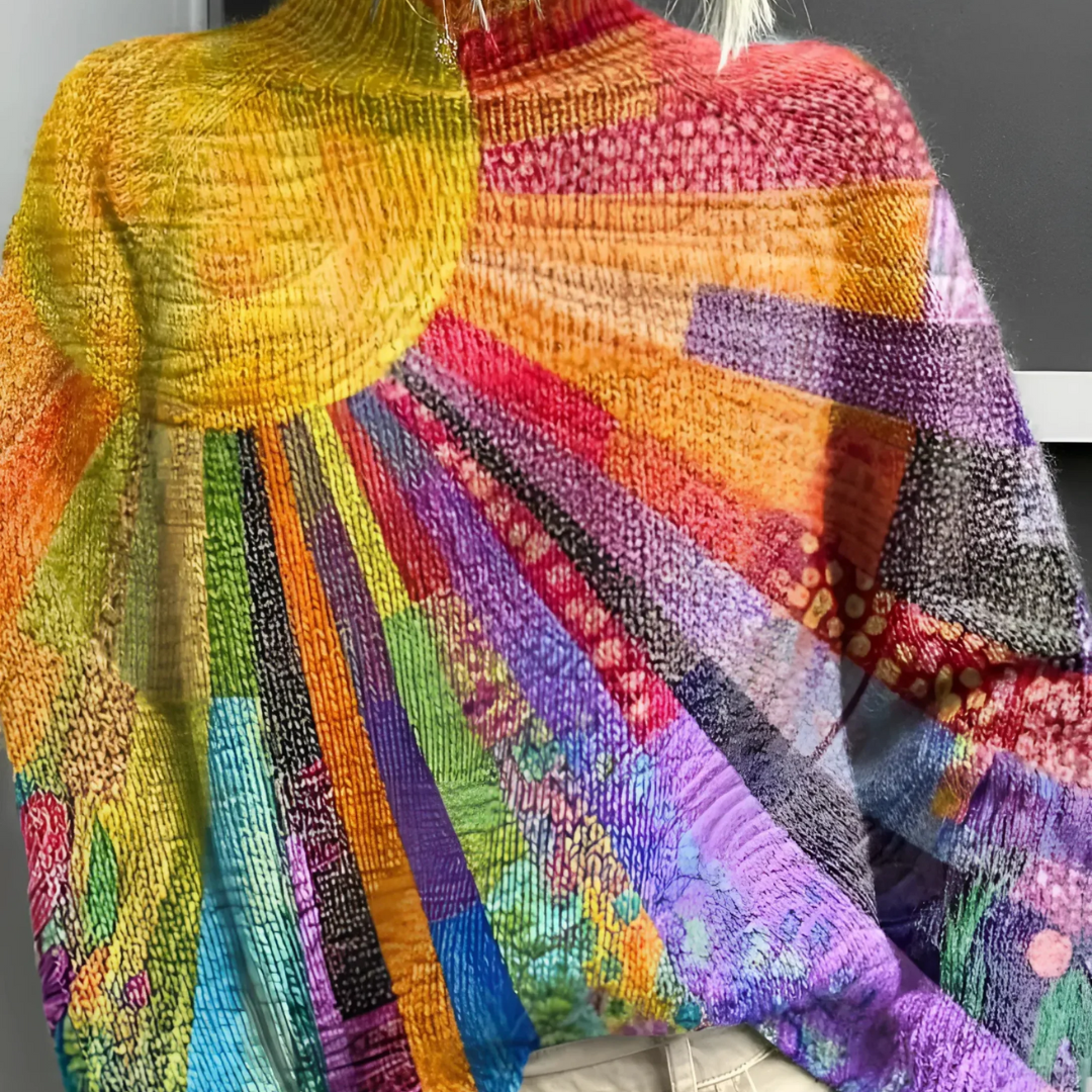 Selene - Colourful and Vibrant Turtleneck Sweater