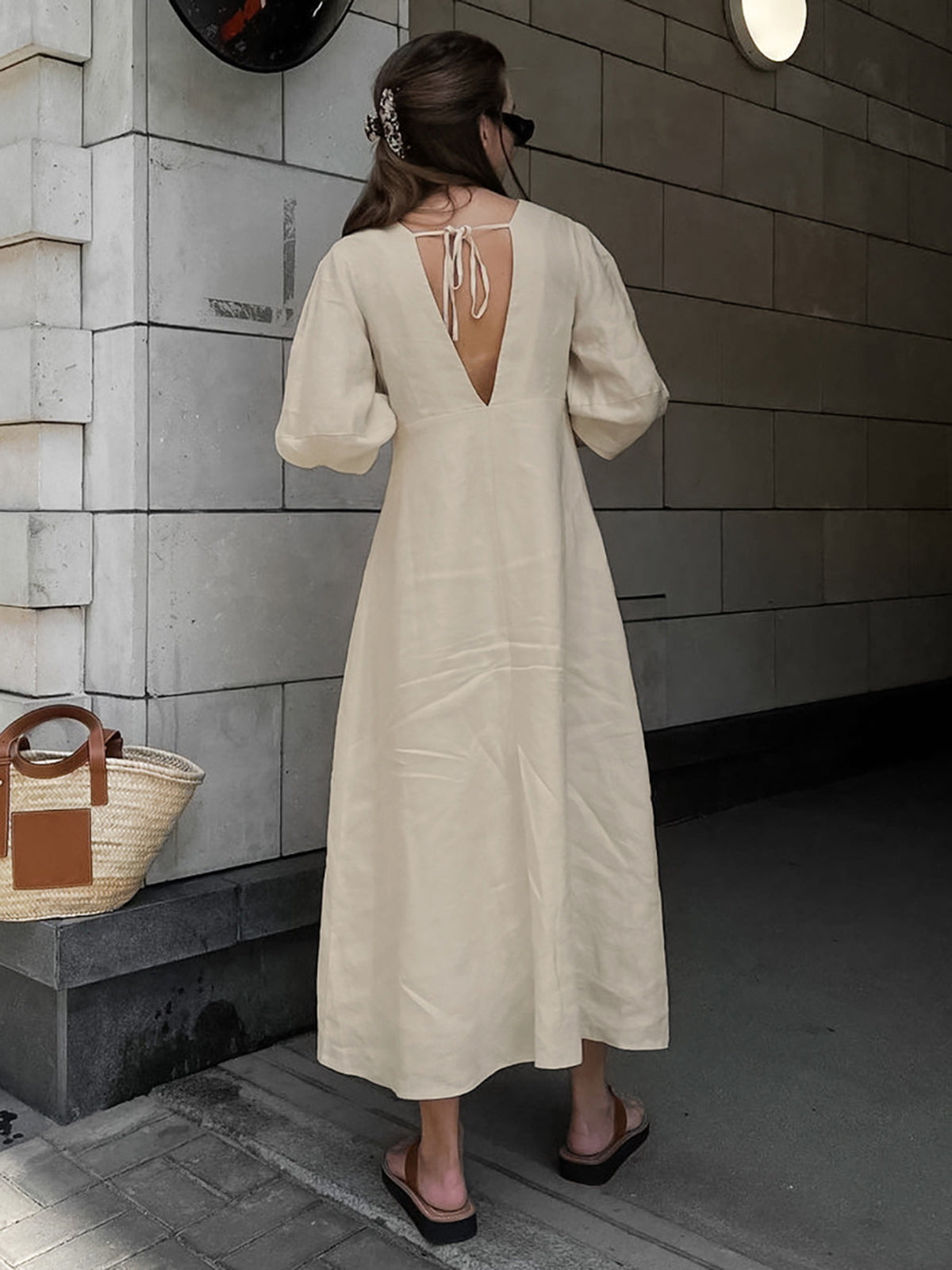 Penelope - Effortless Linen Buttoned Midi Dress