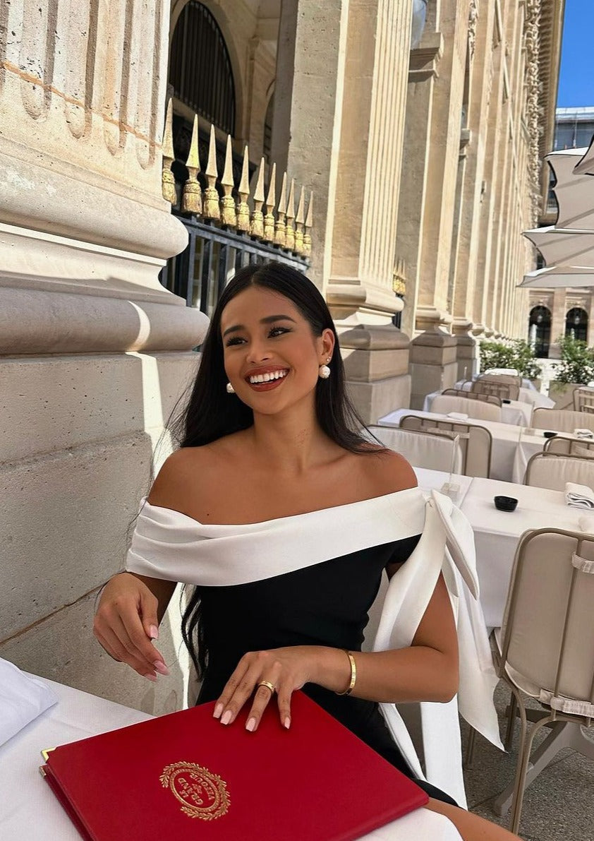 Hazel - Midi Dress One-Shoulder with Elegant Sash Bow