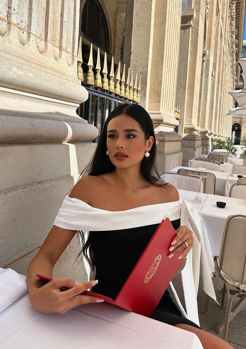 Hazel - Midi Dress One-Shoulder with Elegant Sash Bow