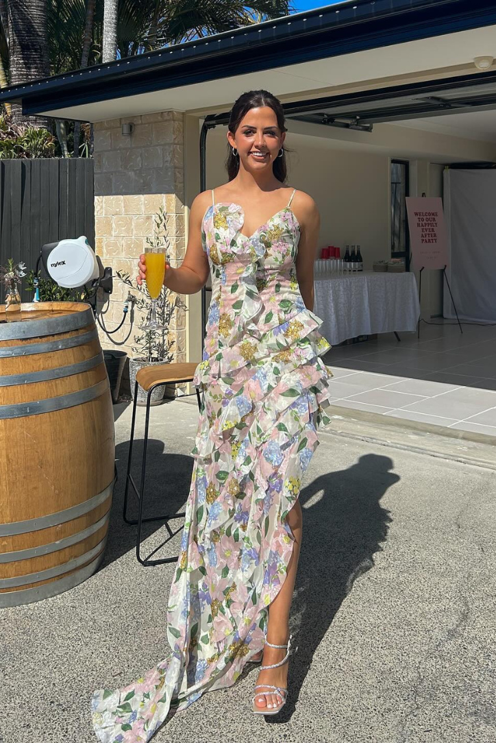 Catherine - Ruffled Floral Maxi Dress