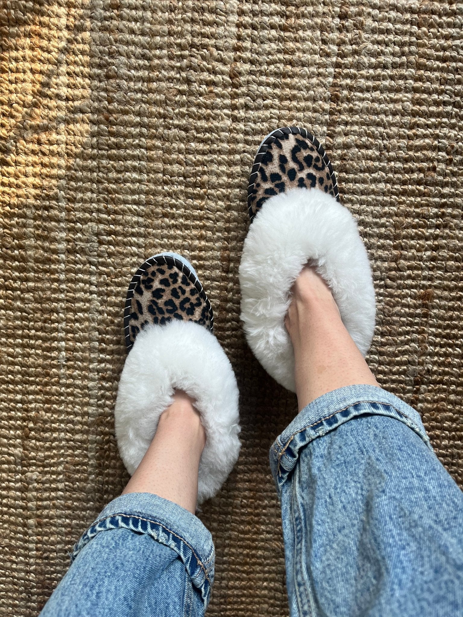 Sheepskin Slippers | Leopard Print