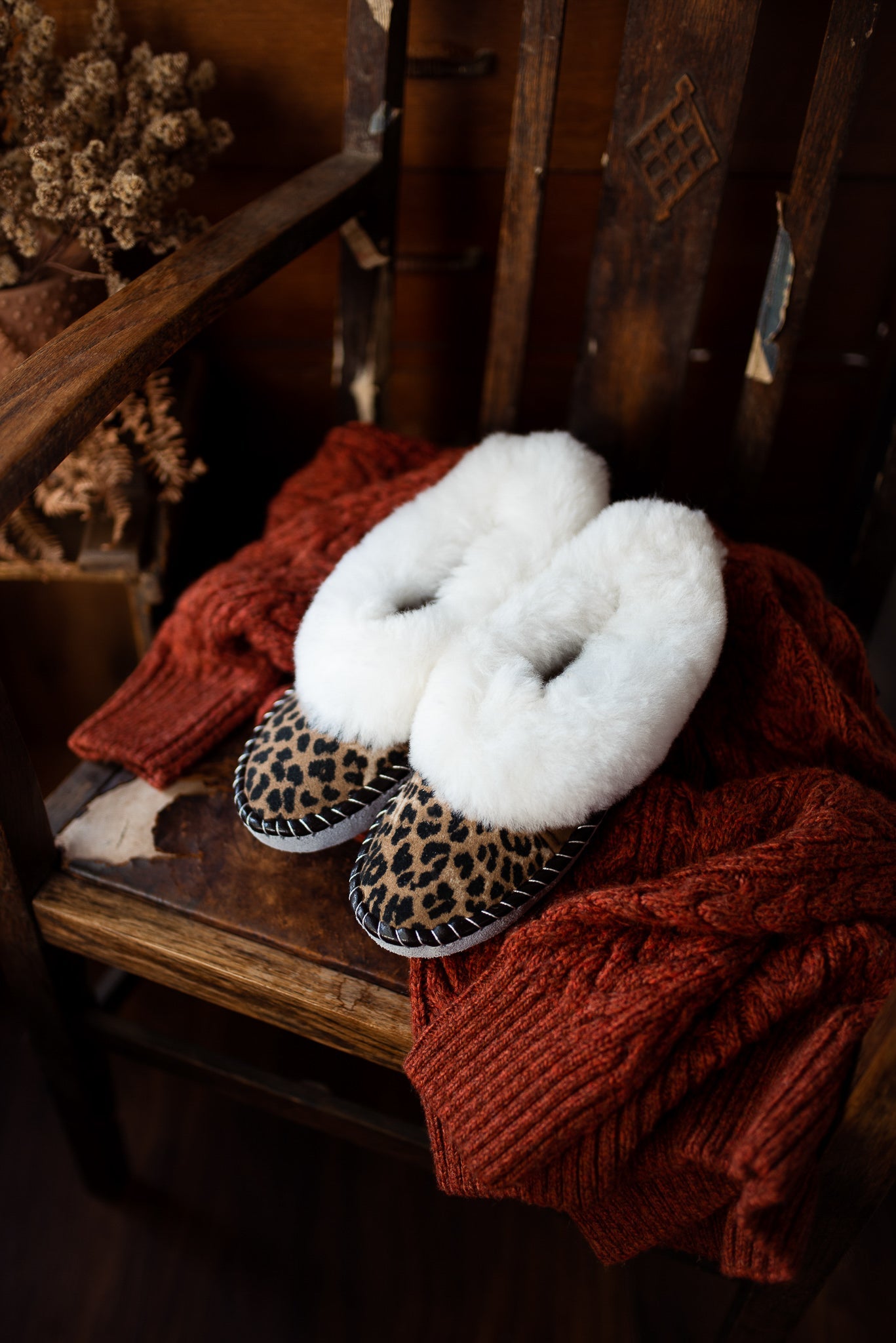 Sheepskin Slippers | Leopard Print
