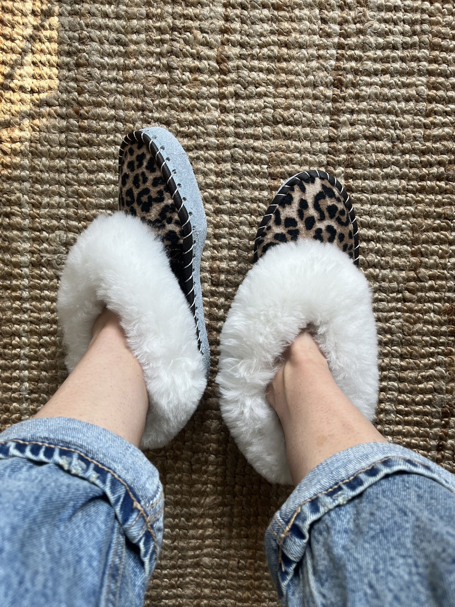 Sheepskin Slippers | Leopard Print
