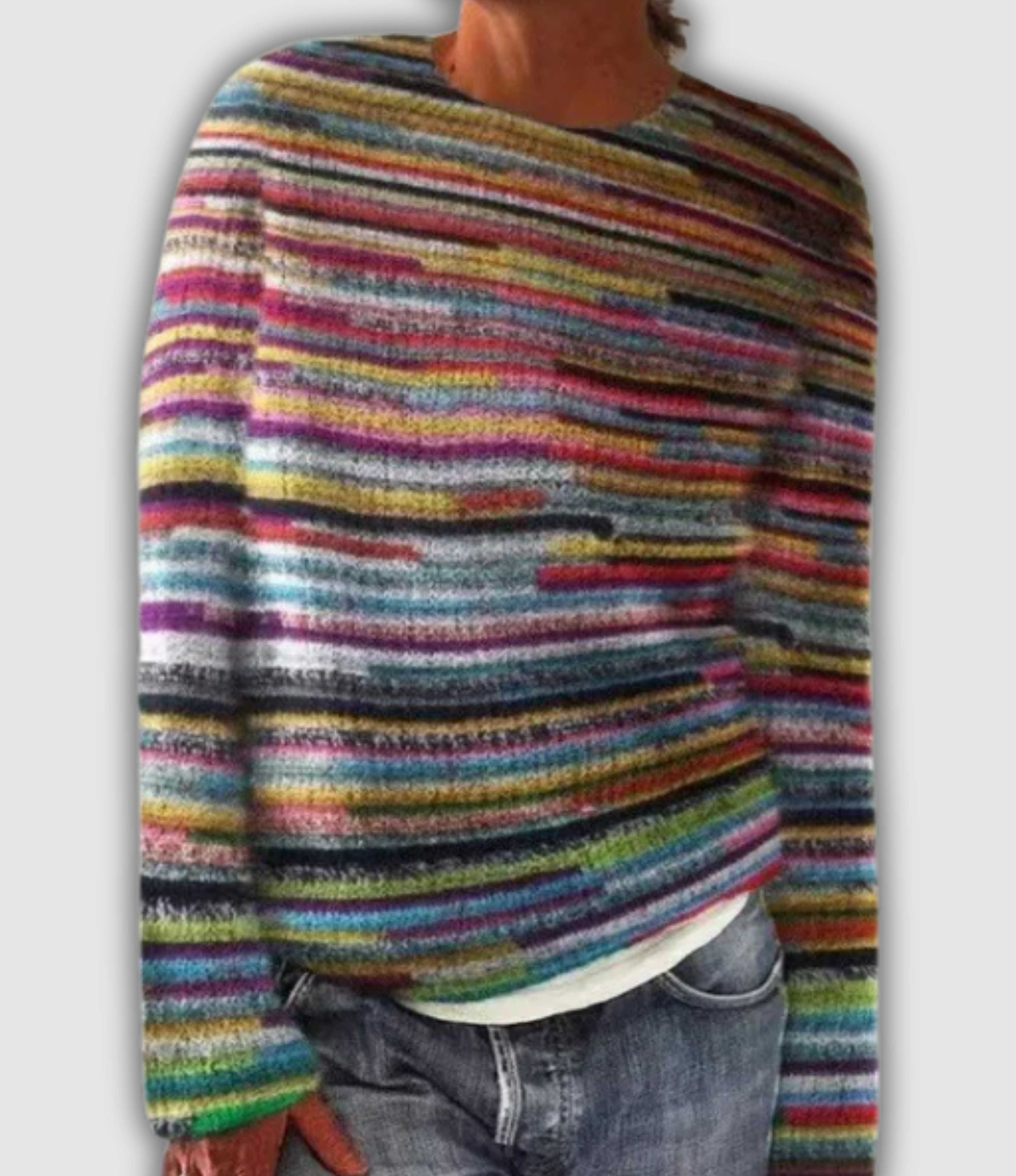 Niamh - Vintage Rainbow Stripe Icelandic Knit Jumper
