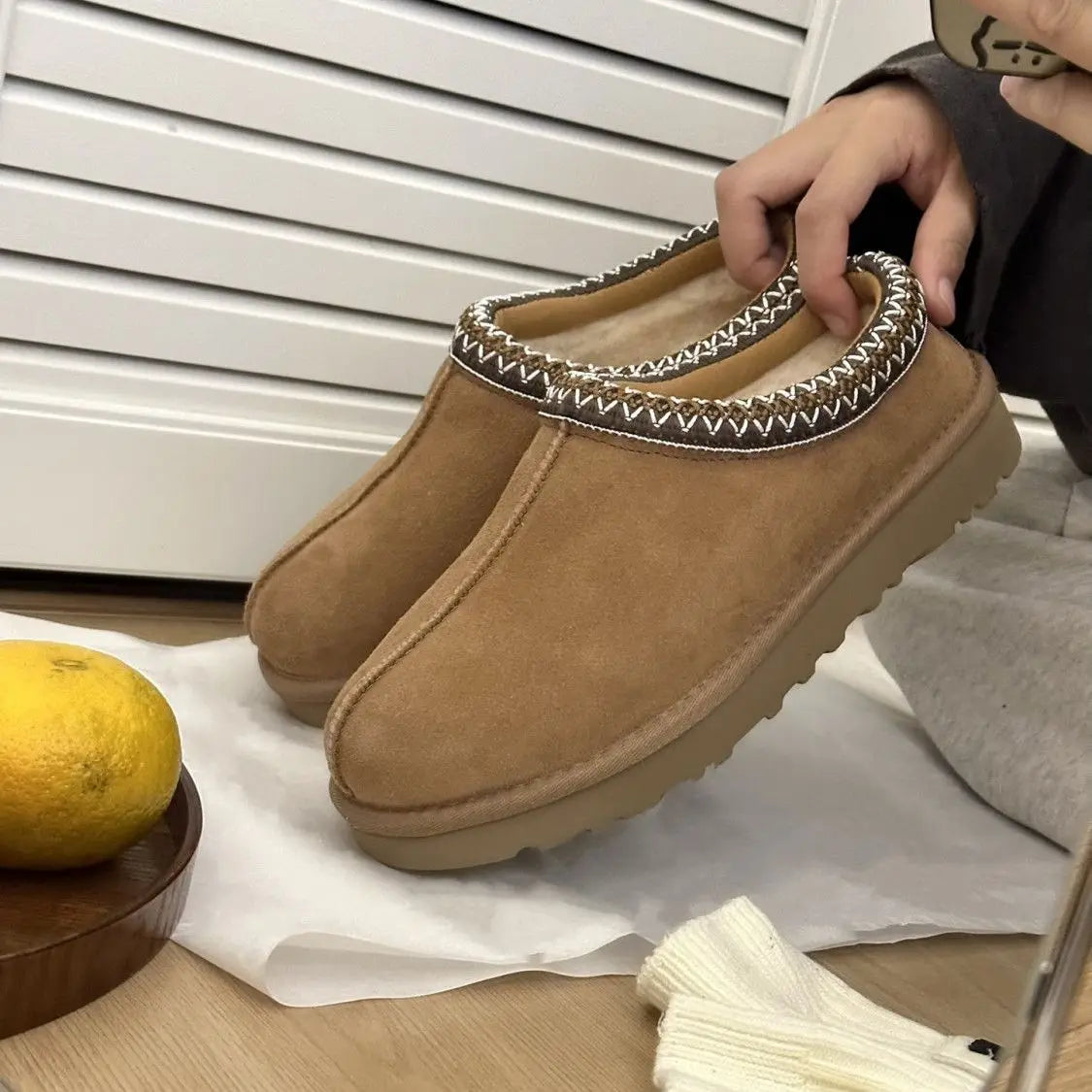 Tessa | Suede Fur-Lined Slip-Ons