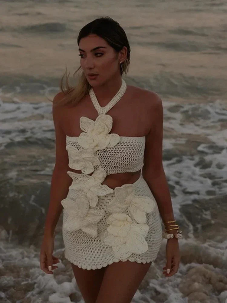 Alina - Rose Detail Mini Dress