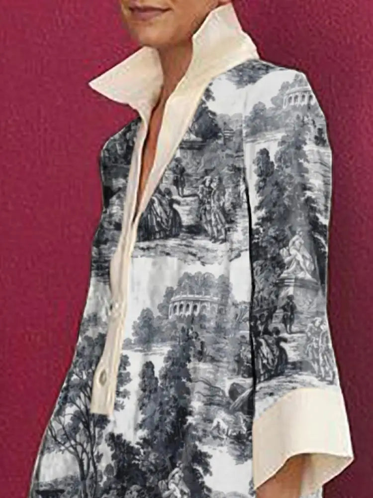 Sophie - Women Vintage Toile Prints Mini Tunic Dress