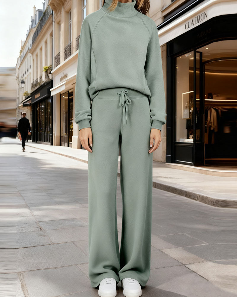 Casual Stand Collar Sweatshirt Pants Set