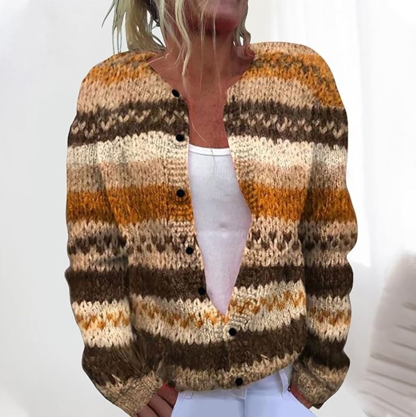 Mabel - Brown Striped Cardigan