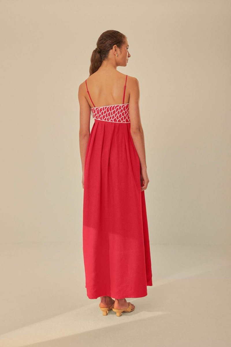 Audrey - Goldfish Embroidered Maxi Slip Dress