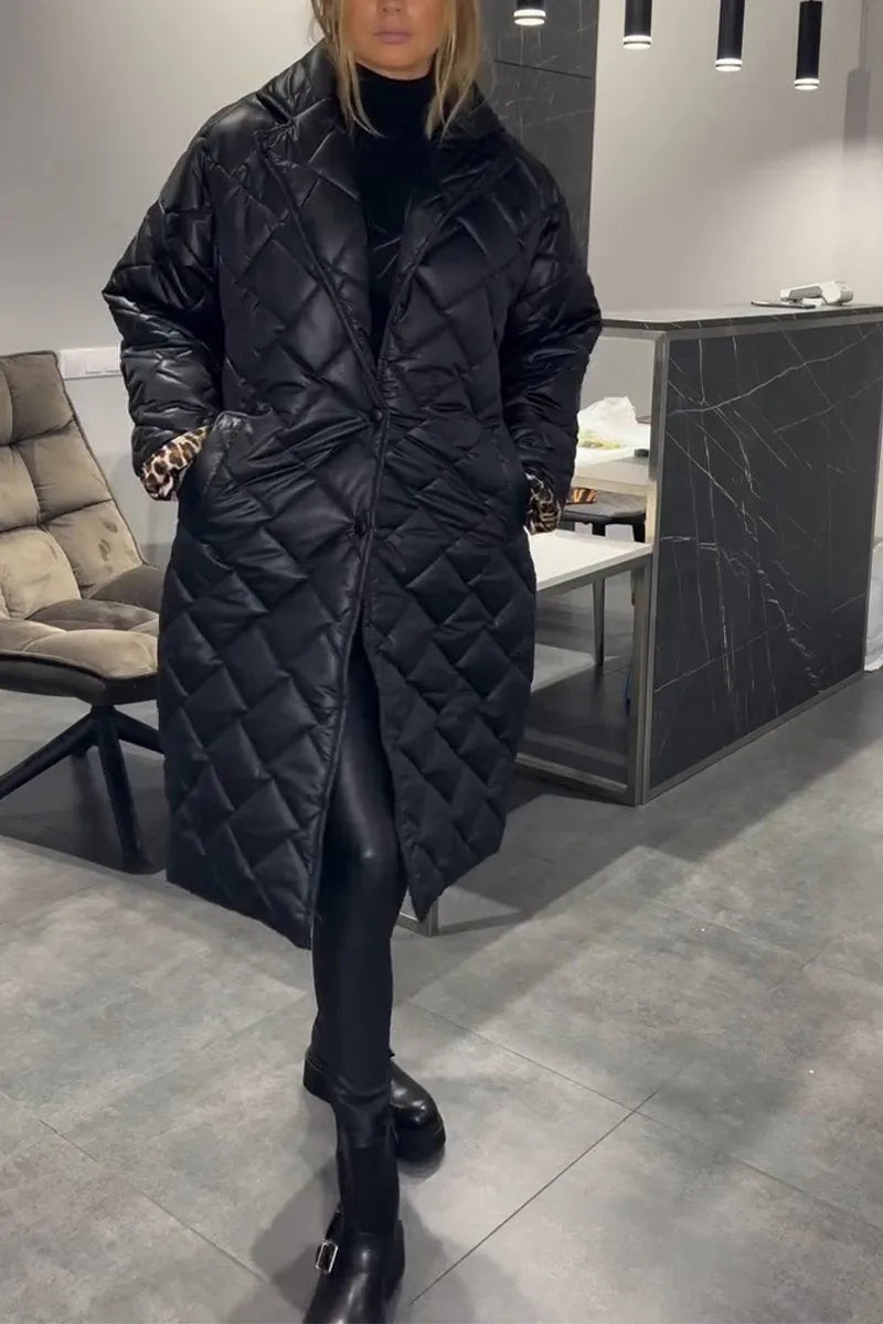 Ofira | Reversible Quilted Coat with Leopard Lining