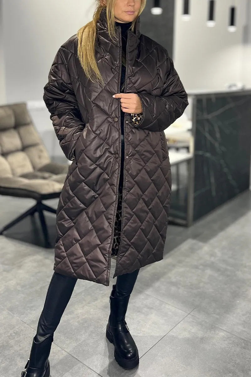 Ofira | Reversible Quilted Coat with Leopard Lining