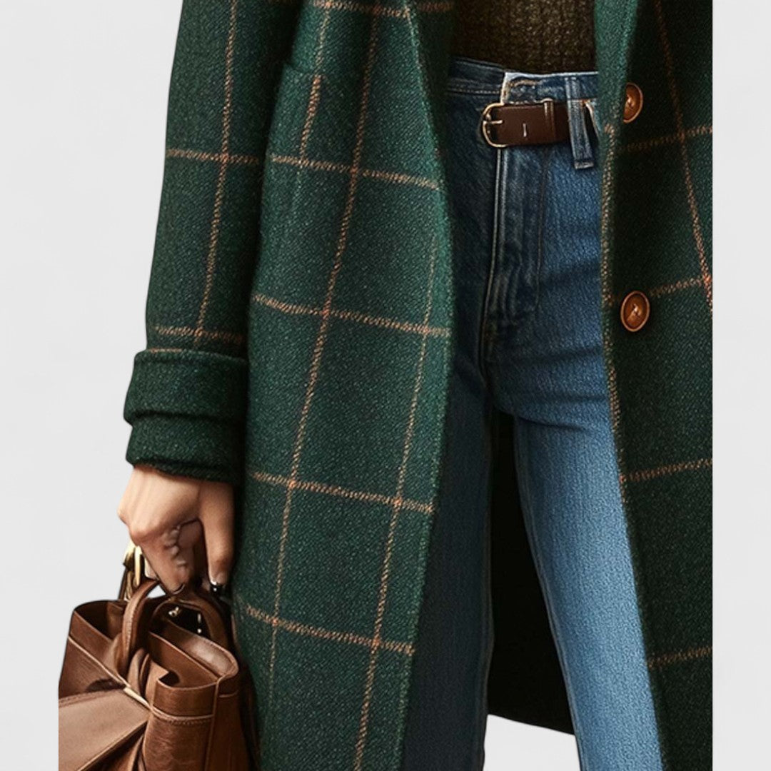 Fiona – Timeless Wool Check Coat for Everyday Comfort
