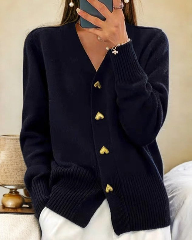 Boutique Eliza™ | Elegant Heart Button Cardigan