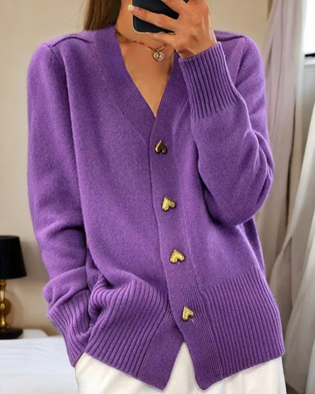 Boutique Eliza™ | Elegant Heart Button Cardigan