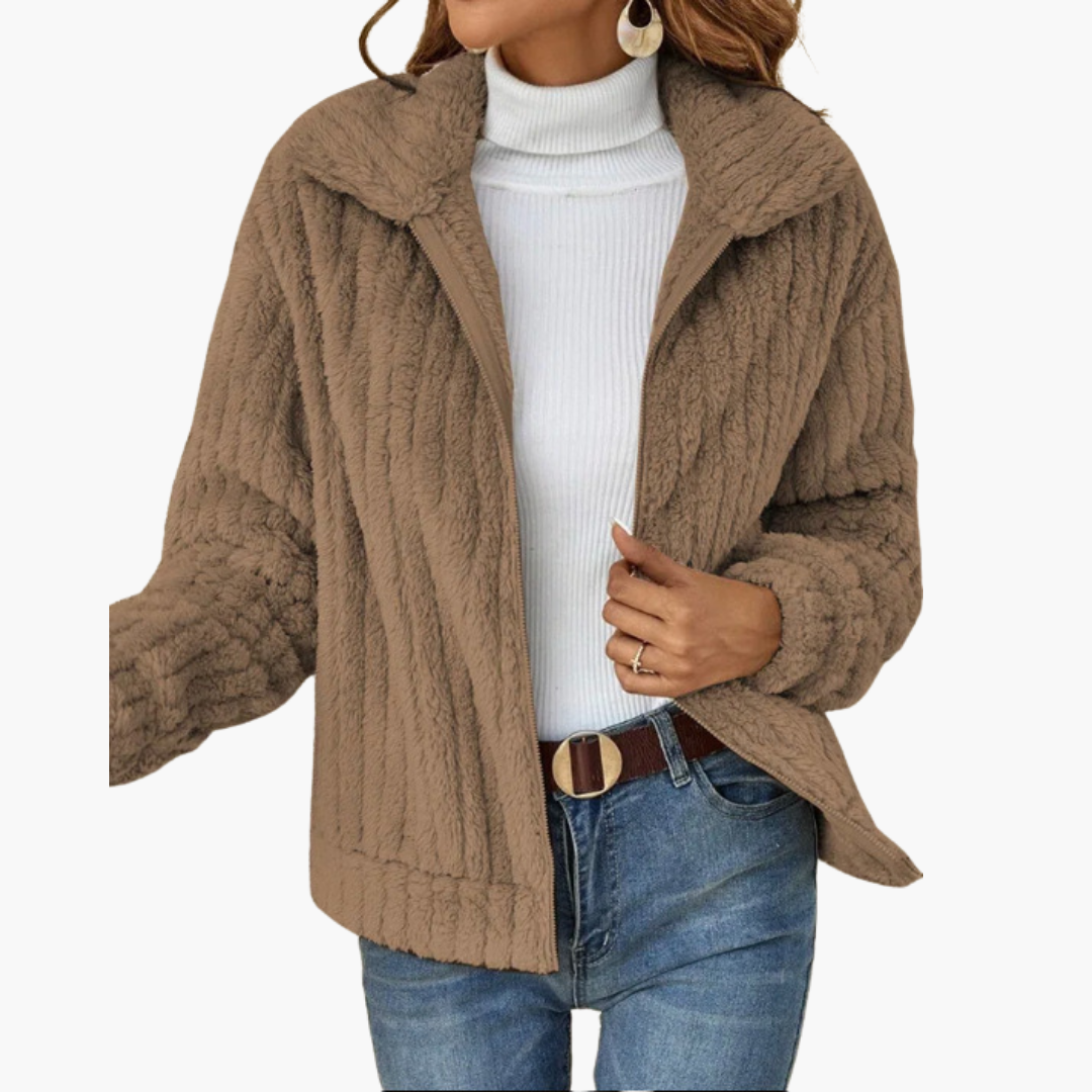 Boutique Eliza™ | Short Fleece Jacket with Notch Collar