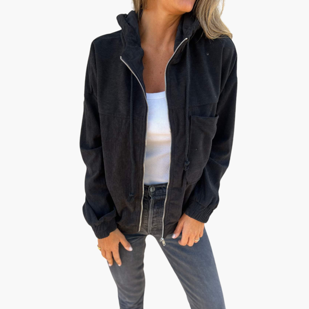 Boutique Eliza™ | Corduroy Hooded Zip-Up Jacket