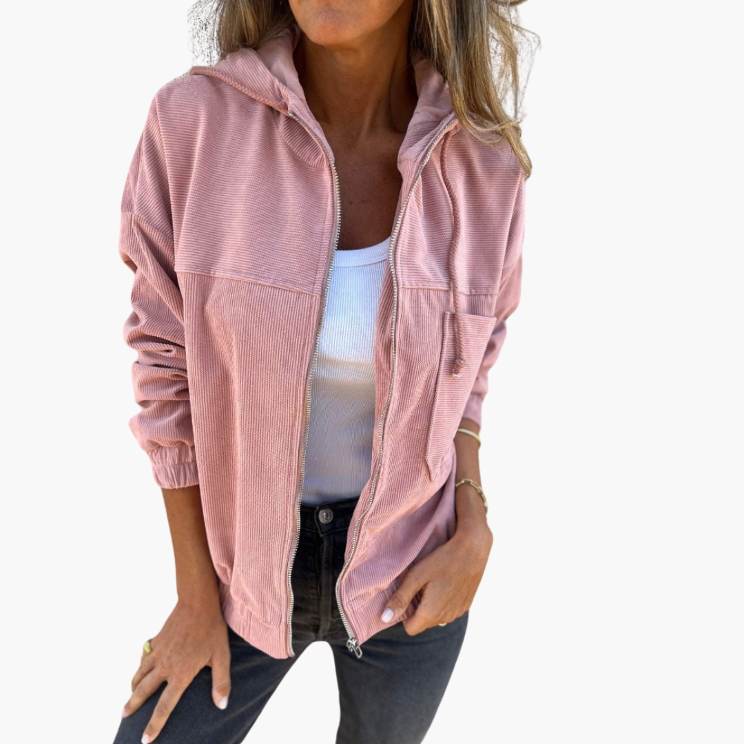 Boutique Eliza™ | Corduroy Hooded Zip-Up Jacket