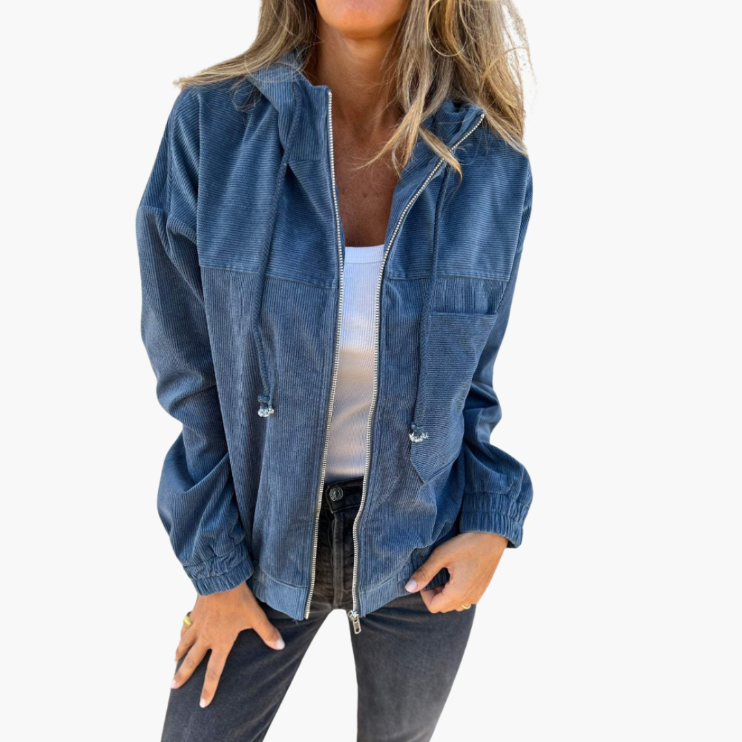 Boutique Eliza™ | Corduroy Hooded Zip-Up Jacket