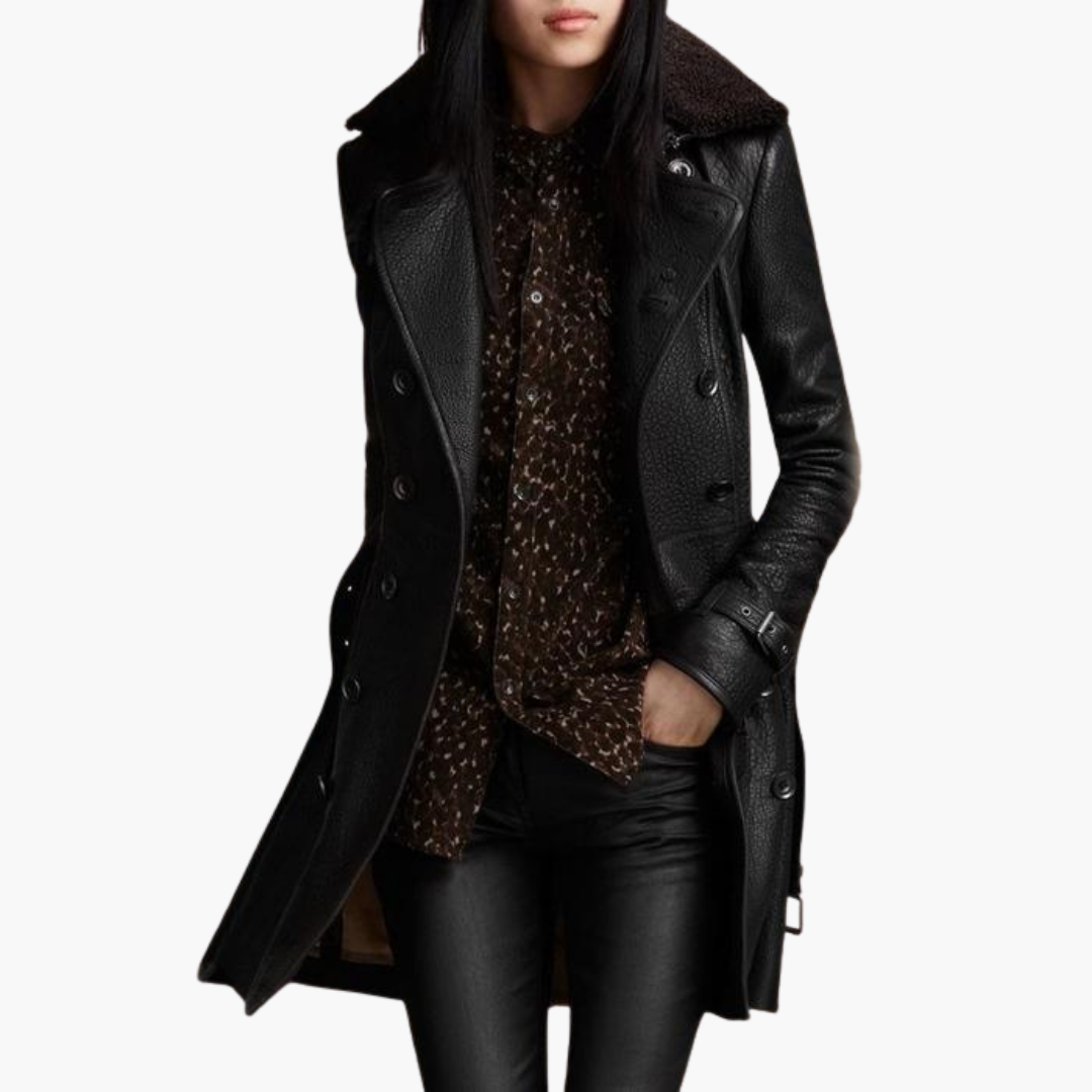 Boutique Eliza™ | Faux Leather Trench Coat