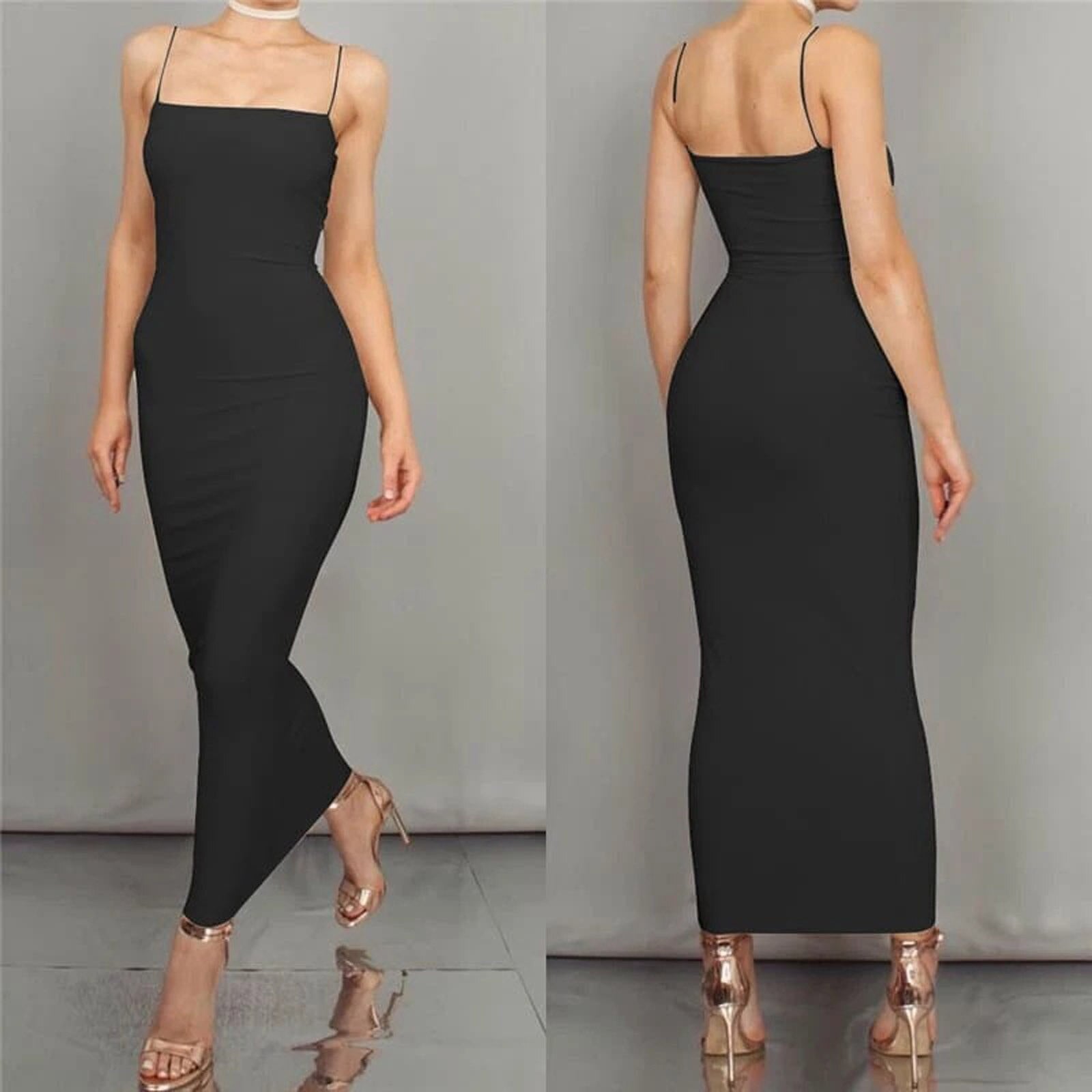 Macy - Women’s Spaghetti Strap Bodycon Midi Dress