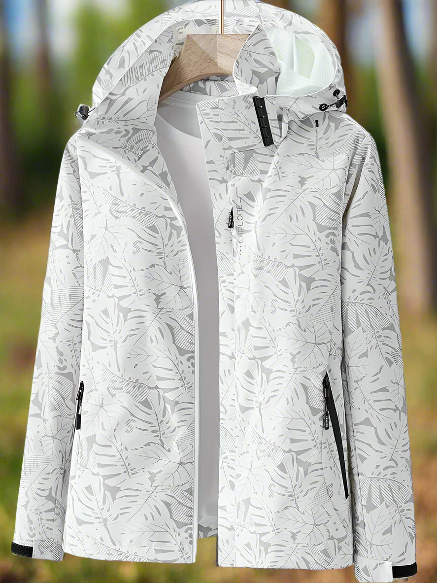 Liora – Waterproof Leaf-Print Windbreaker