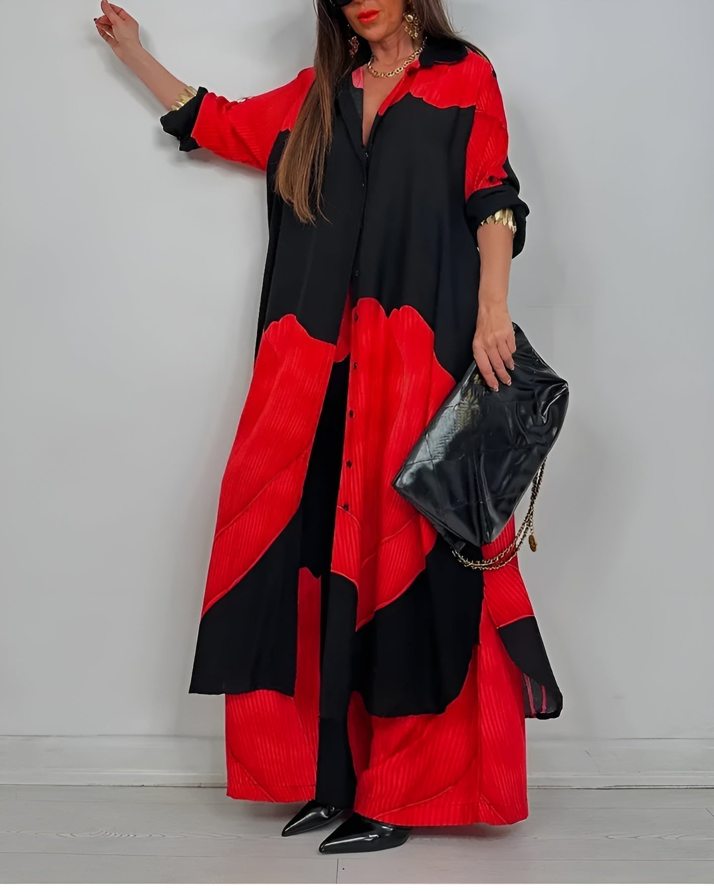 Boutique Eliza™ | Trendy Patchwork Printed Top & Wide Leg Pants Set
