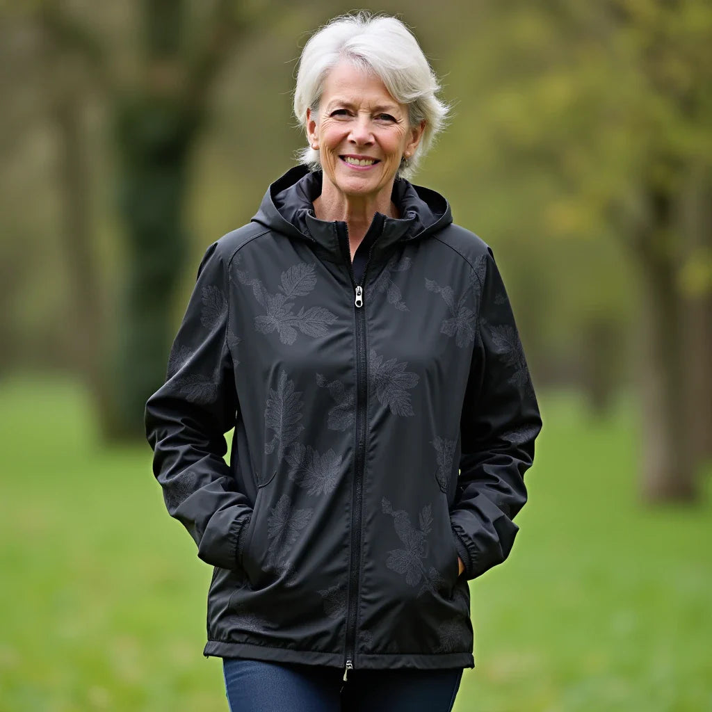 Liora – Waterproof Leaf-Print Windbreaker
