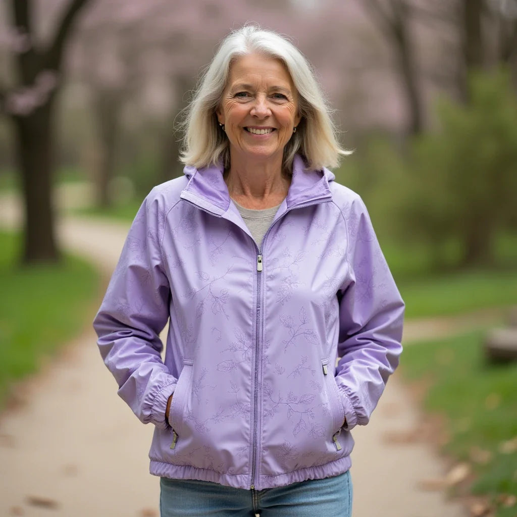 Liora – Waterproof Leaf-Print Windbreaker