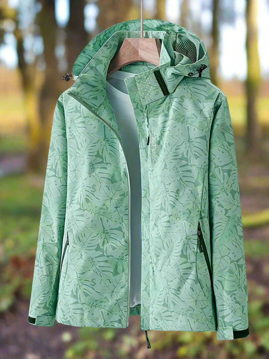 Liora – Waterproof Leaf-Print Windbreaker