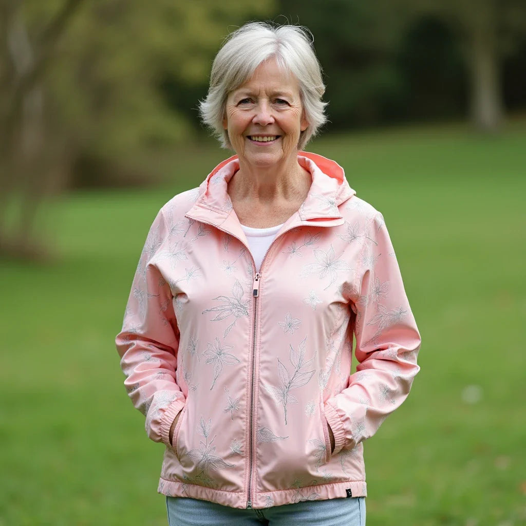 Liora – Waterproof Leaf-Print Windbreaker