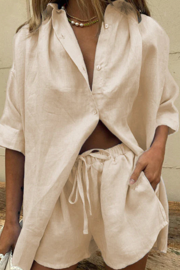 Boutique Eliza™ | Oversized Button Down Shirt and Short Set