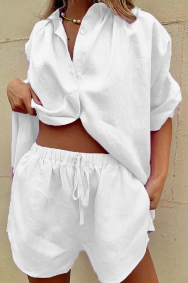 Boutique Eliza™ | Oversized Button Down Shirt and Short Set