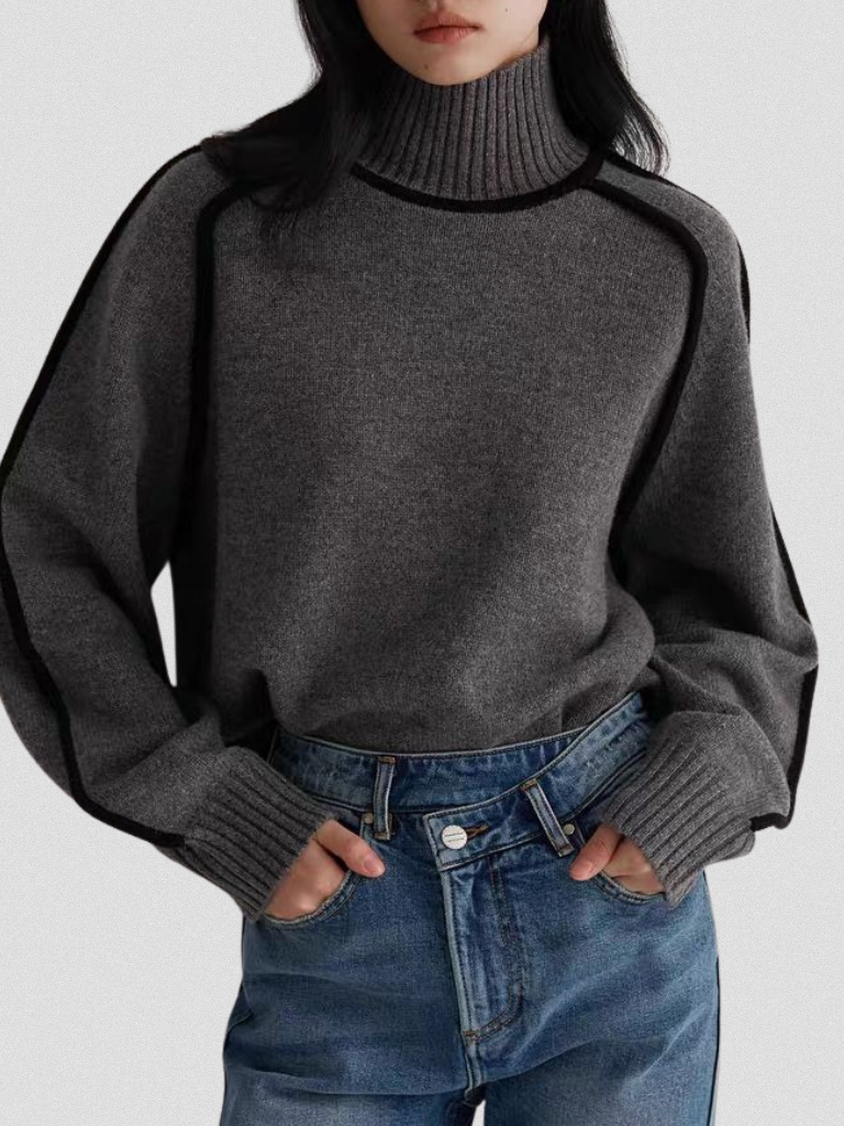 LOUISE | Elegant Contrast-Trim Sweater