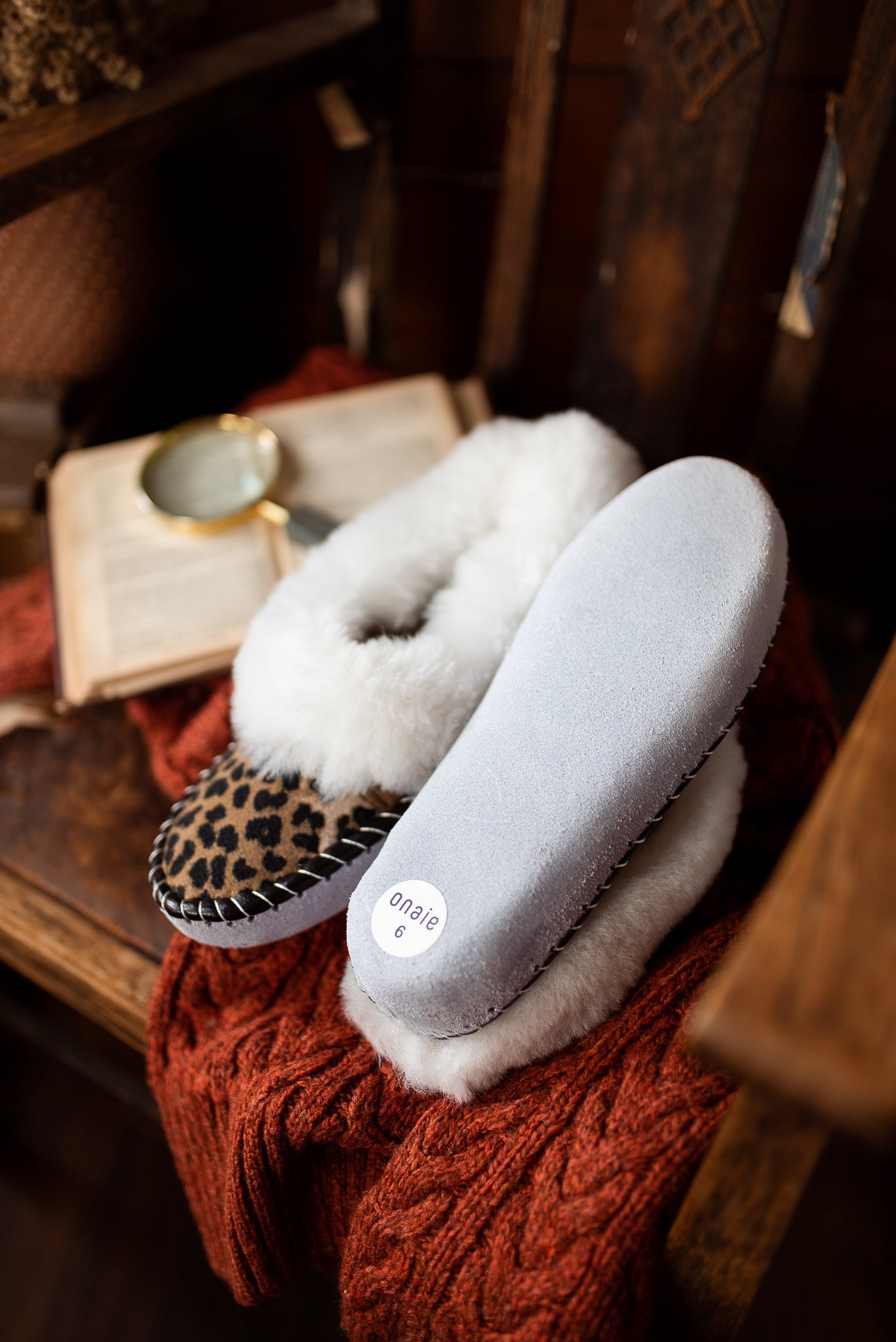 Sheepskin Slippers | Leopard Print