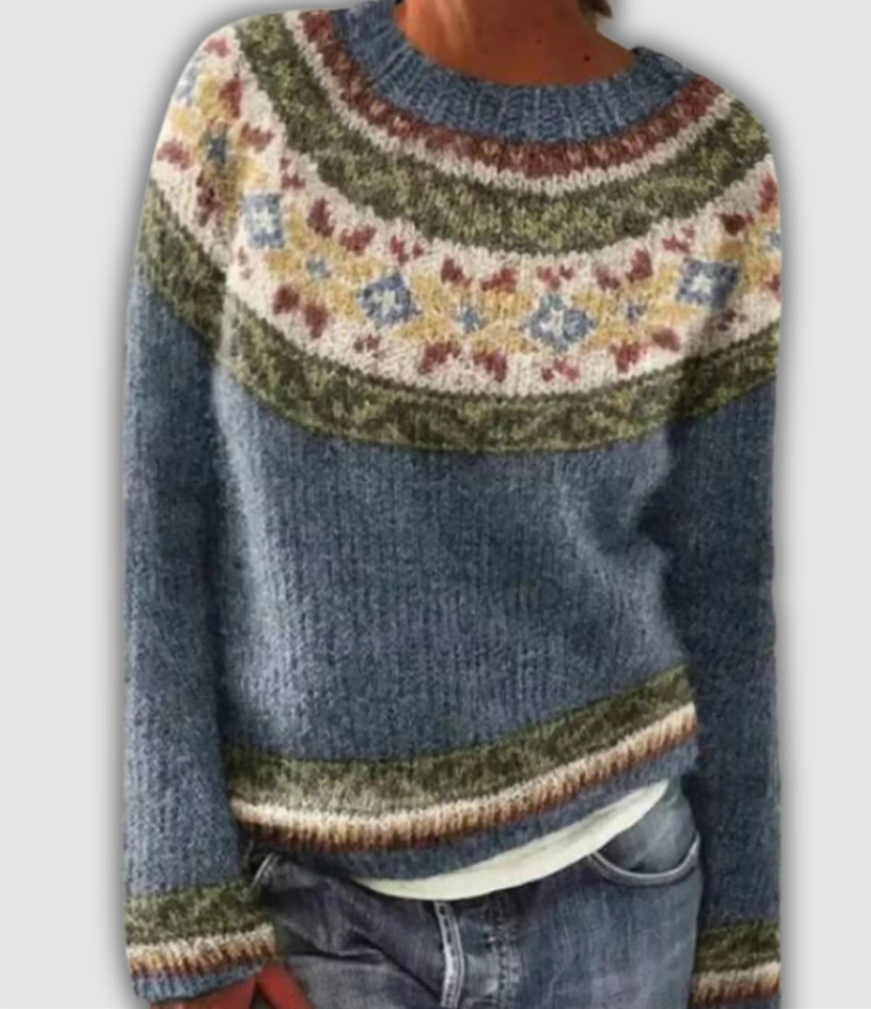 Phoebe - Vintage Nordic Yoke Knit for Everyday Elegance