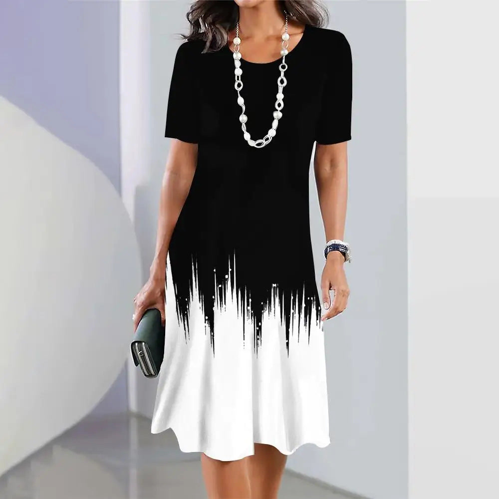 Avery - Women’s Ombre Print Knee-Length Dress with Flared Fit