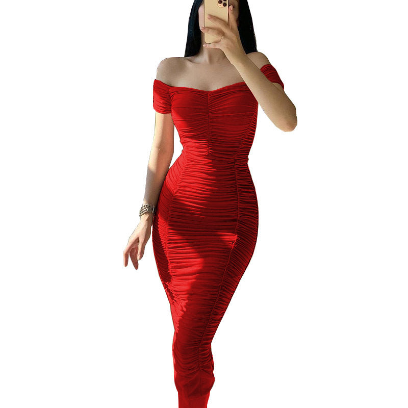 Madison - Women’s Off-Shoulder Dress with Elegant Ruched Detailing