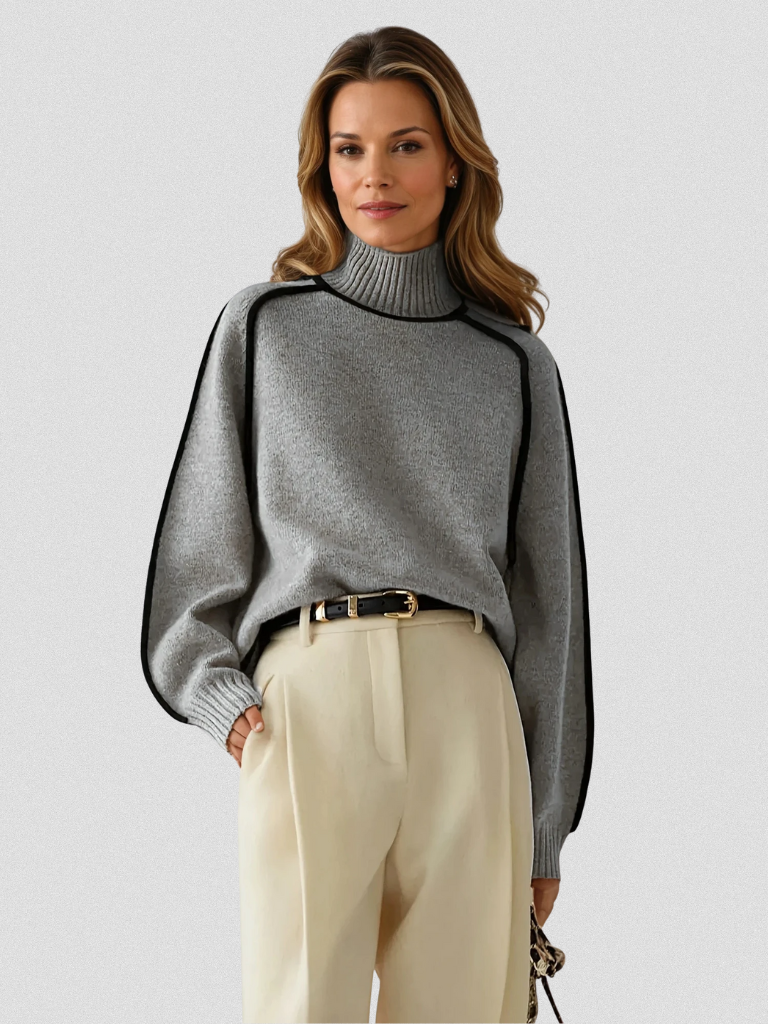 LOUISE | Elegant Contrast-Trim Sweater