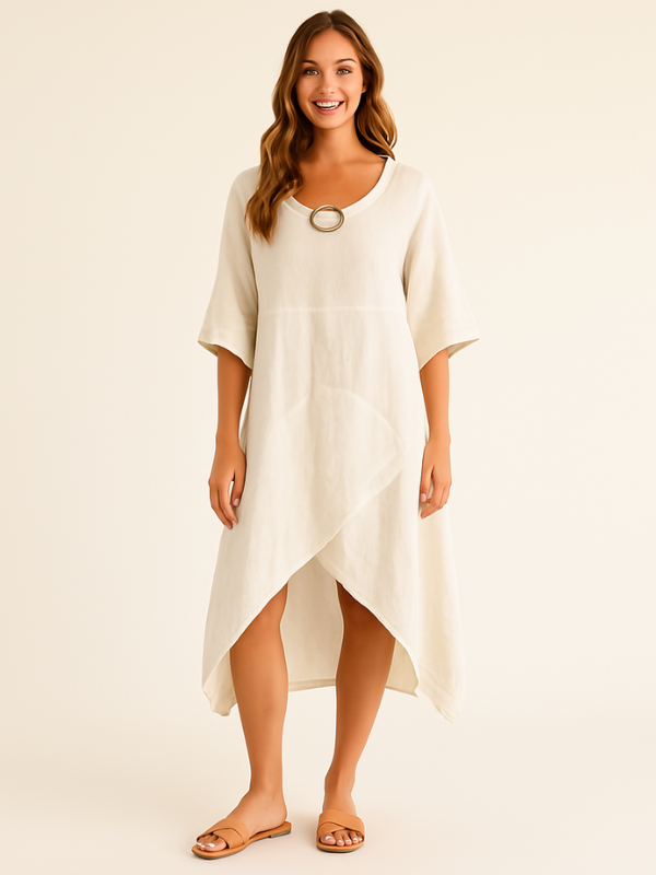 Sienna - Asymmetrical Hem Cotton Linen Dress